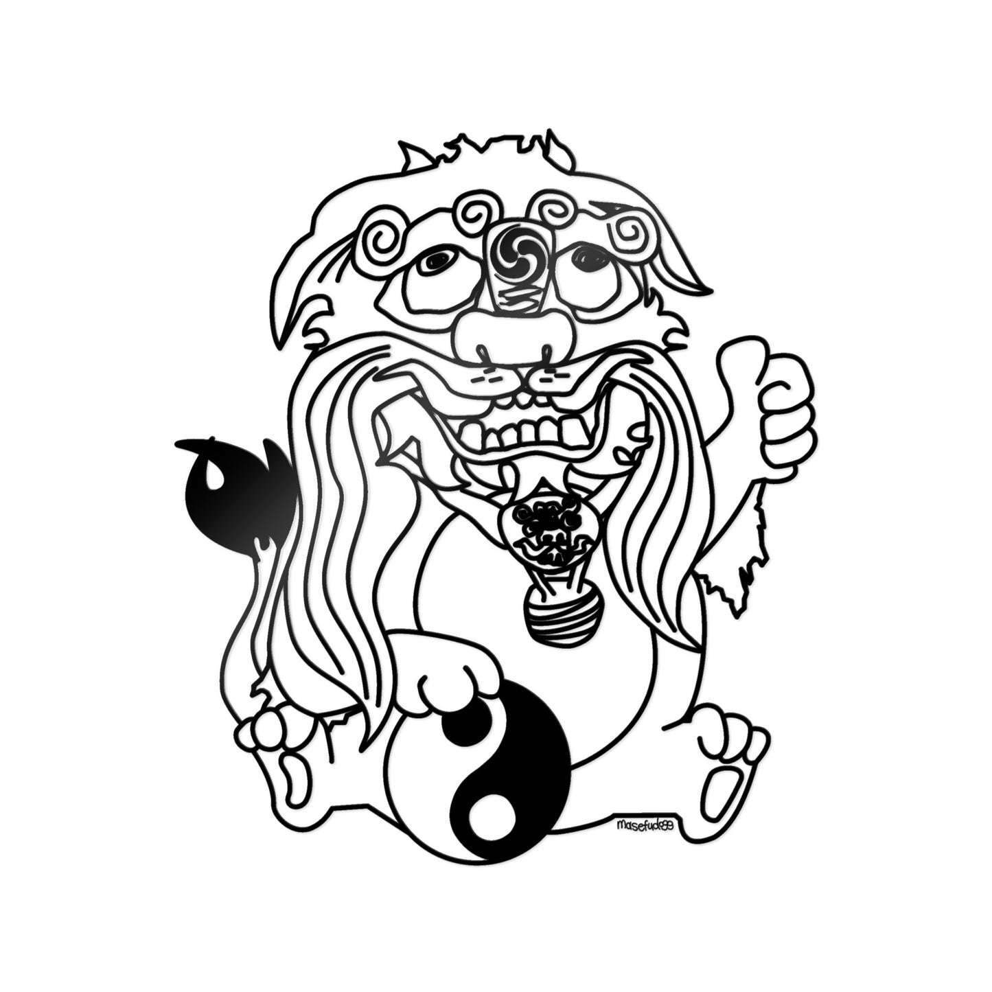 old school masefudogg Charming Die-Cut Stickers - Playful Lion Design with Yin Yang