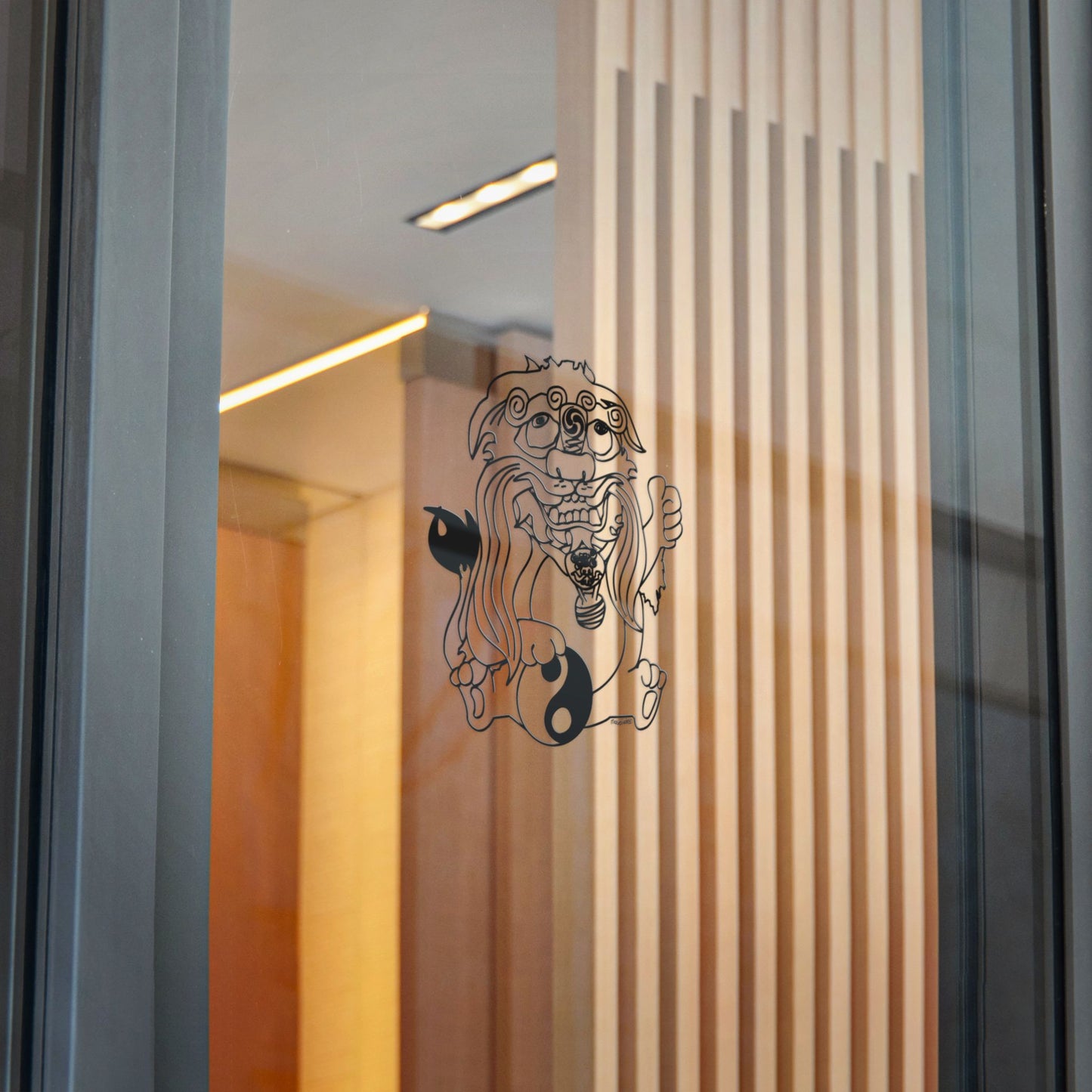 old school masefudogg Charming Die-Cut Stickers - Playful Lion Design with Yin Yang